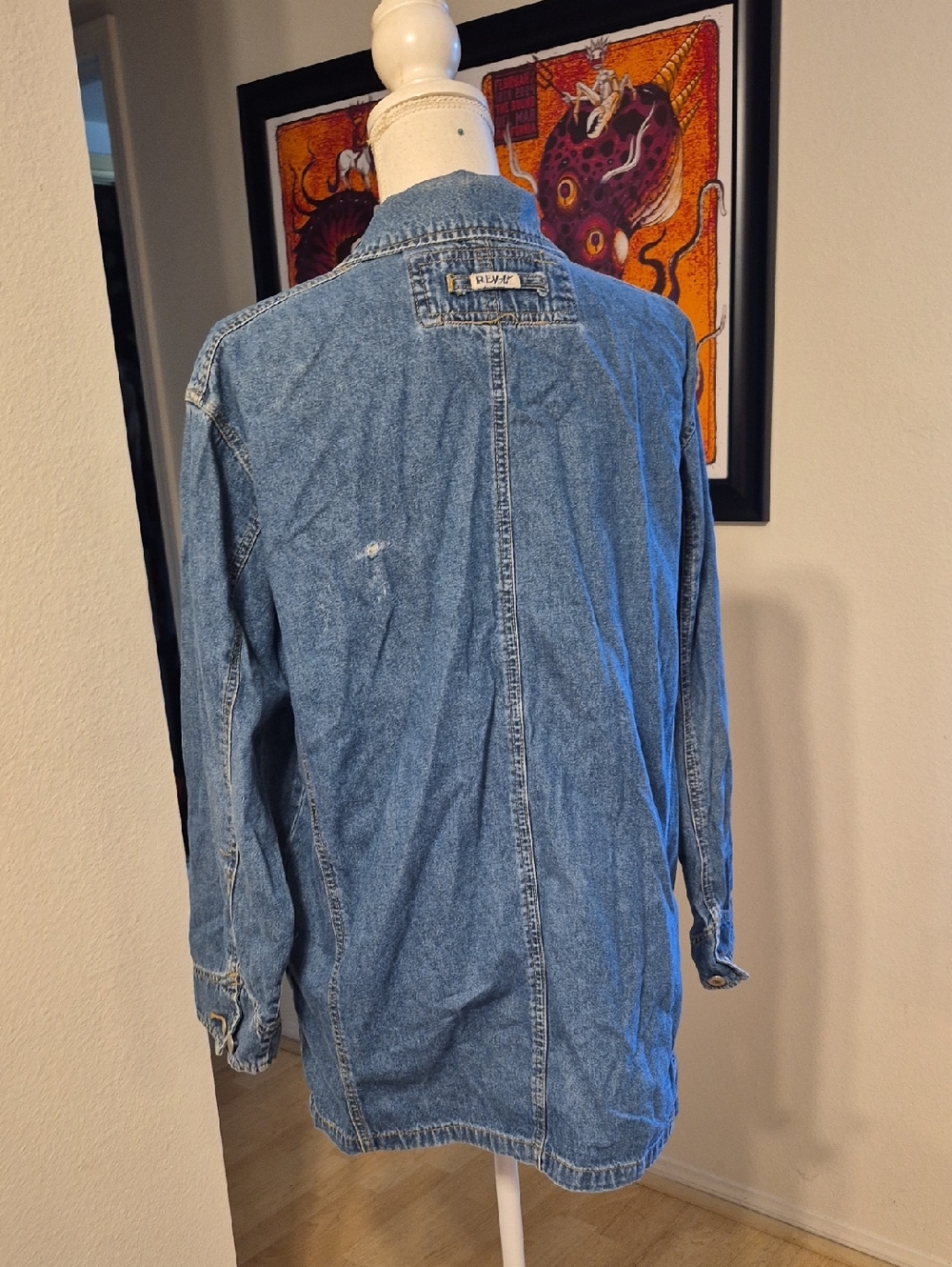 Revolt Clothing Company Blue Denim Jean Jacket 6 Pockets - Picture 2 of 9